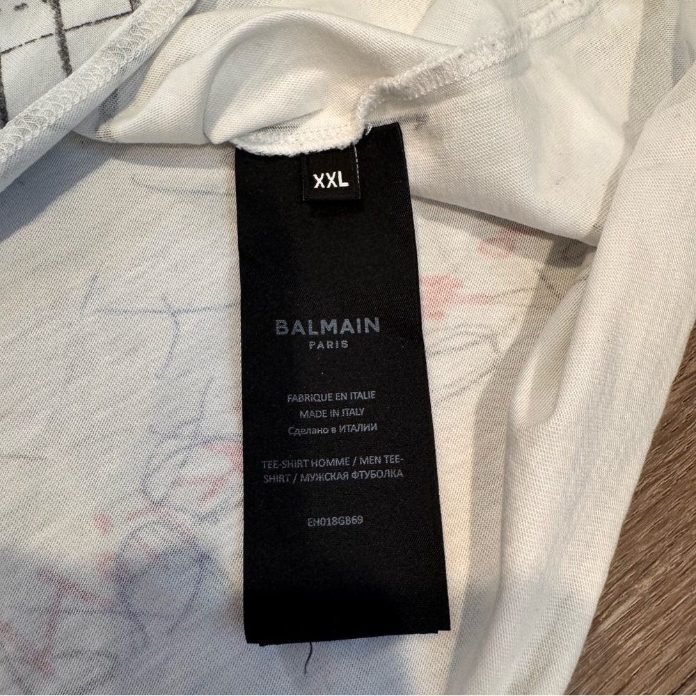Balmain Scribble-Printed Crewneck T-Shirt RARE - Picture 4 of 8
